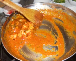 Langostinos al curry